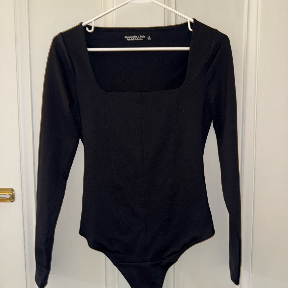 Abercrombie & Fitch Black Square Neck Corset Bodysuit